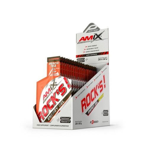 Amix Rock's Energy Gel - s kofeinem - 20x32g - Peach Tea